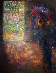 Maison des fleurs, vers 1910, par Plinio Nomellini (1866-1943), huile sur toile, 200x160 cm, Italie, 20e siècle