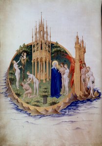 Le péché originel, Adam et Ève expulsés du Paradis Miniature dans Les Très Riches Heures du Duc de Berry par Pol De Limbourg - Pol de Limbourg