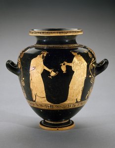 Stamnos à figures rouges avec scène de Dionysos avec servante (440-420 av. J.-C.) - Polygnotos Polygnotos