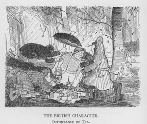 Le caractère britannique, importance du thé (lithographie)