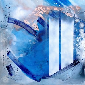 Abstrait bleu fluide et or