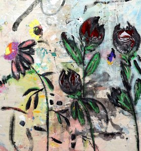 Fleurs abstraites aux couleurs changeantes