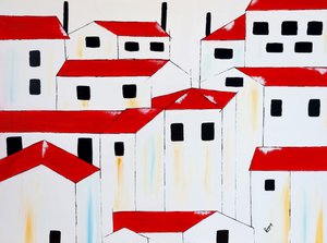 Maisons blanches aux toits rouges