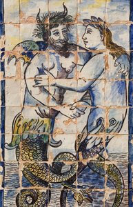 Azulejos dans les jardins du palais représentant des créatures marines (céramique) - Portuguese School