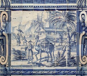 Scène avec un chameau en Asie - Portuguese School