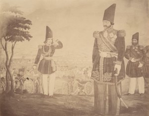 [Une revue persane dans une peinture qui appartenait autrefois à Ardeshir Mirza, oncle du roi] - Possibly by Luigi Pesce.