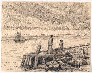 Le moulin à Dyrnæs. Temps gris - Poul S. Christiansen