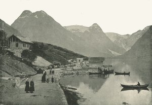 Mundal, sur le Fjaerlandsfjorden, Sogn, Norvège, 1895 - Poulton and Co