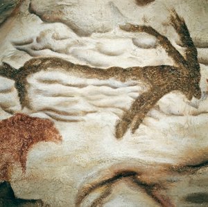 Peinture rupestre de cervidé, Grotte de Lascaux, Dordogne, France, Paléolithique supérieur (Magdalénien) vers 13000 ans
