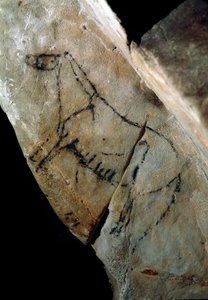 Préhistoire : un cheval, peinture rupestre de style IV, Paléolithique supérieur (Magdalénien) (entre 18 000 et 14 000 ans) Grotte de Las Monedas, Santander, Espagne - Prehistoric Prehistoric