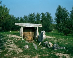 Préhistoire : vue du dolmen de Chianca avec son couloir d