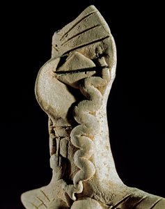 Préhistoire : tête de femme. Statuette en argile du Turkménistan central (région de Gonur Tepe). 3000-2500 av. J.-C., Âge du bronze Moscou, Institut d
