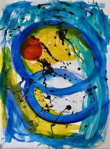 Abstrait bleu et jaune dynamique - Preston Harmon