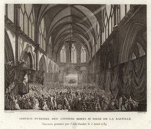 Service funèbre des citoyens tués lors du siège de la Bastille