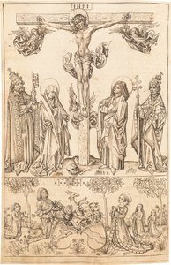 La Crucifixion avec la Vierge et les Saints et la famille Hungerstein - Primary Master of the Strassburg Chronicle