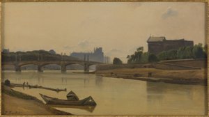 Le pont de la Concorde vu du quai de la Conférence, vers 1830