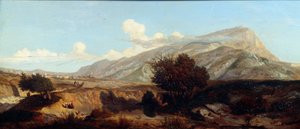 Vue de la montagne sainte Victoire paysage de maquis dans le Sud. Peinture de Prosper Joseph Gresy (1804-1874) 19ème siècle - Prosper Joseph Gresy