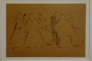 esquisse de figures féminines, Narcís Puget Riquer, dessin au fusain, musée Puget, maison noble de Can LLaudis, Dalt Vila, Ibiza, îles Baléares, Espagne