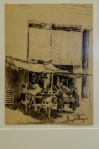 la place, Narcís Puget Riquer, dessin au fusain, musée Puget, maison noble de Can LLaudis, Dalt Vila, Ibiza, îles Baléares, Espagne - Puget Riquer