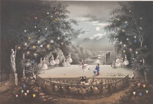Le ballet Naïade et Pêcheur par C. Pugni dans le pavillon rose, dans le parc de Peterhof, 1851