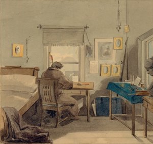 Au travail. Dans la maison de Pavel Nashchokin, 1824 - Pyotr Fyodorovich Sokolov