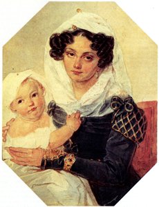 Portrait de la comtesse Maria N. Volkonskaya avec son fils Nikolay
