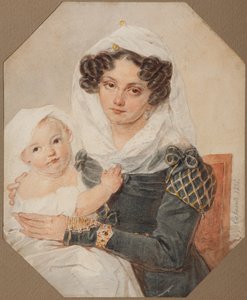 Portrait de la comtesse Maria Nikolaïevna Volkonskaïa 1805-1863 avec son fils Nikolaï, 1826 - Pyotr Fyodorovich Sokolov