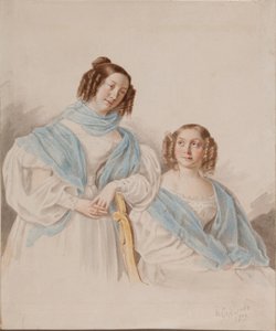 Portrait des sœurs Comtesses Antonina Dmitrievna 1813-1891 et Lidia Dmitrievna 1815-1882 Blud