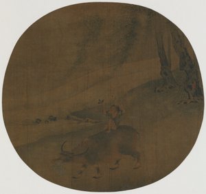 Garçon sur un buffle d