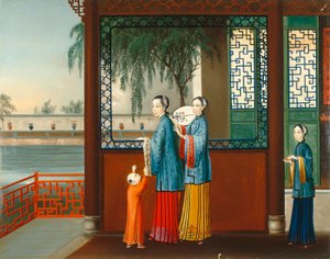 Intérieur domestique, vers 1800 - Qing Dynasty Chinese School