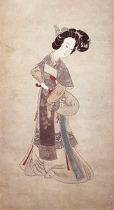Dame de Chine, par Ren Shyong (peinture sur soie) - Qing Dynasty Chinese School