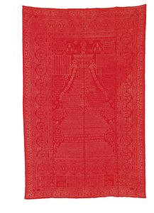 Brocade de soie rouge, fin de la dynastie Qing - Qing Dynasty Chinese School