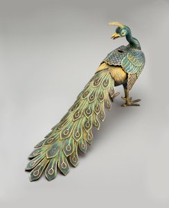 Encensoir en forme de paon en cloisonné
