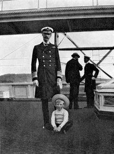 Le roi Haakon VII de Norvège 1872-1957 avec son fils Olav 1903-1991, 1908 - Queen Alexandra