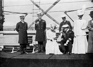À bord du yacht royal Victoria and Albert III, Christiania Oslo, Norvège, 1908 - Queen Alexandra