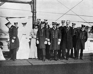 À bord du yacht royal Victoria et Albert III, Christiania Oslo, Norvège, 1908 - Queen Alexandra
