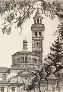Sanctuaire Beata Vergine dei Miracoli, Saronno, Italie, gravure d