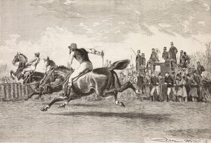 Course de chevaux au parc de la Villa Arconati, Castellazzo, Italie (gravure) - Quinto Cenni