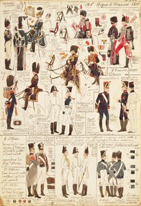 Uniformes des chasseurs à cheval du Royaume de France, par Quinto Cenni, planche en couleur