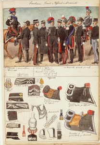 Uniformes des Carabiniers royaux, officiers et sous-officiers du Royaume d