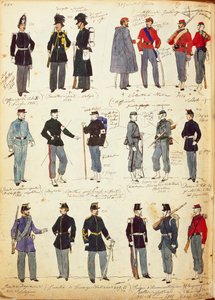Divers uniformes italiens en usage entre 1859 et 1866