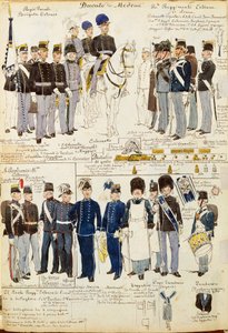 Divers uniformes du Duché de Modène par Quinto Cenni, planche en couleur - Quinto Cenni