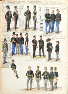 Divers uniformes du Grand-Duché de Toscane par Quinto Cenni, planche en couleur