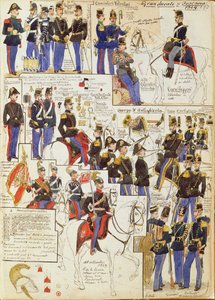 Divers uniformes du Grand-Duché de Toscane par Quinto Cenni, planche en couleur - Quinto Cenni