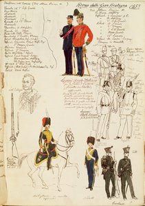 Divers uniformes du Royaume de Grande-Bretagne, planche en couleur par Quinto Cenni
