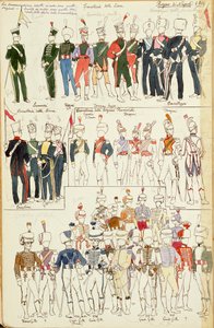 Divers uniformes du Royaume de Naples de 1814
