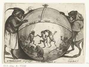 Deux singes tenant un globe terrestre - Quirin Boel