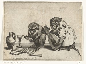 Deux singes faisant de la musique - Quirin Boel