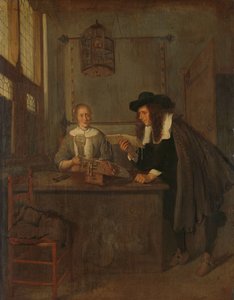 Intérieur avec une dentellière et un visiteur