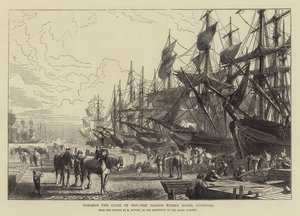 Vers la fin de la journée, les docks de bois du Canada, Liverpool - R. Dudley
